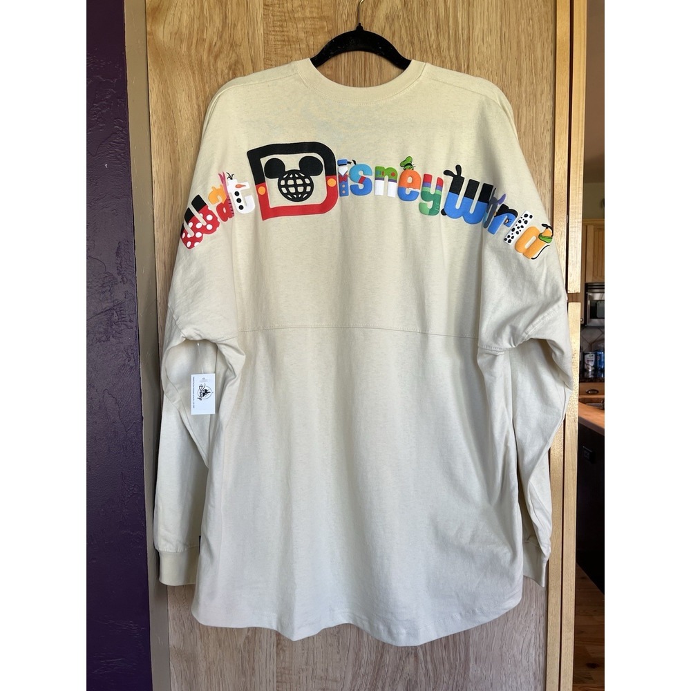Disney Parks Walt Disney World Character Letter Beige Spirit Jersey Medium NWT